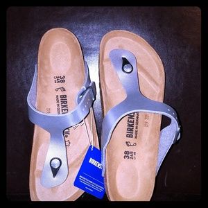 Silver Birkenstock Gizeh Sandals